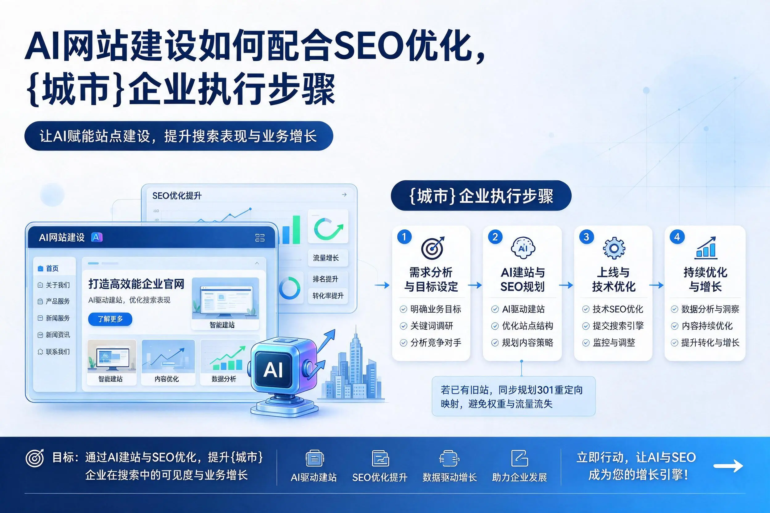 AI网站建设如何配合SEO优化，淄博企业执行步骤