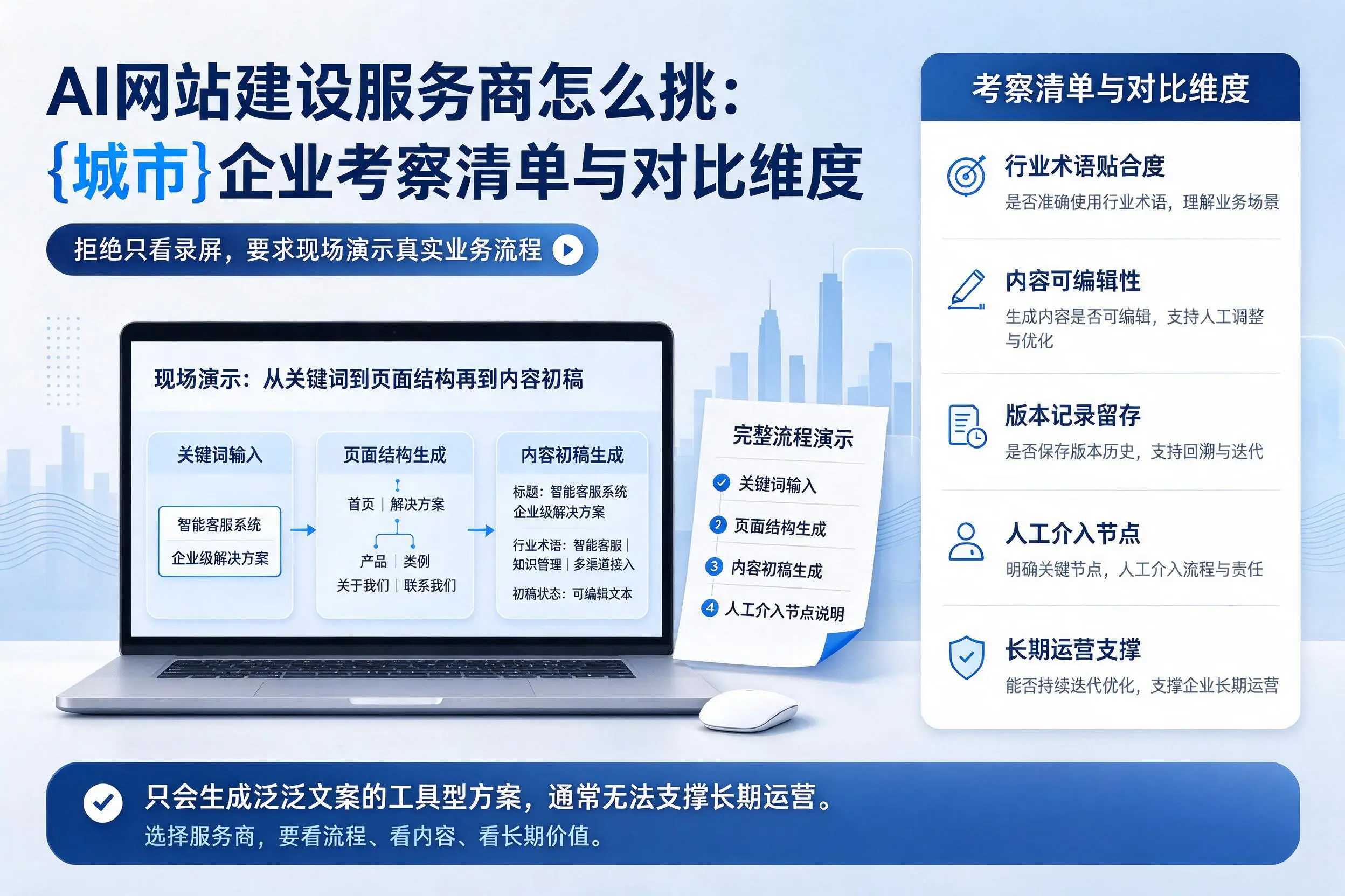AI网站建设服务商怎么挑：淄博企业考察清单与对比维度