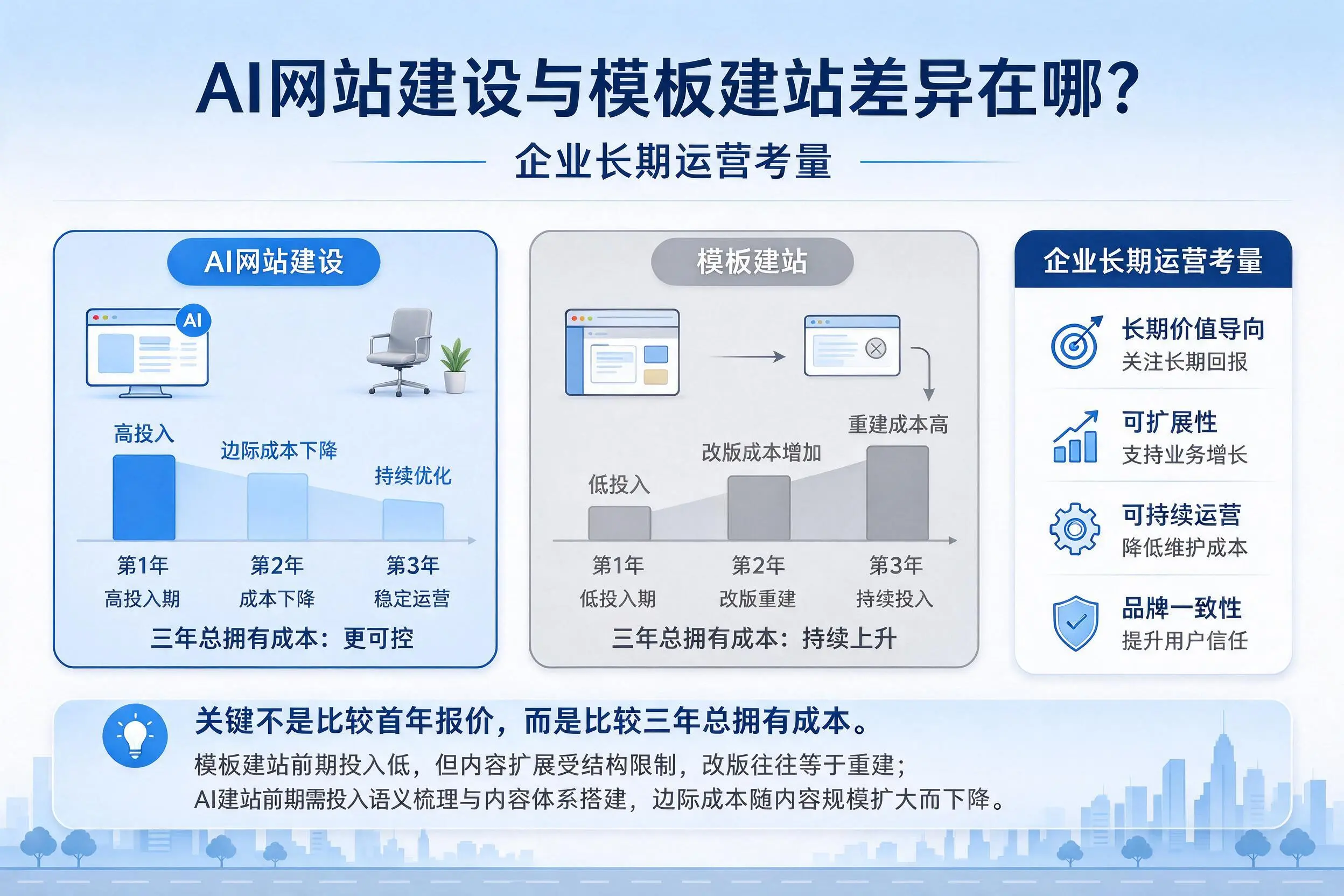AI网站建设与模板建站差异在哪?淄博企业长期运营考量